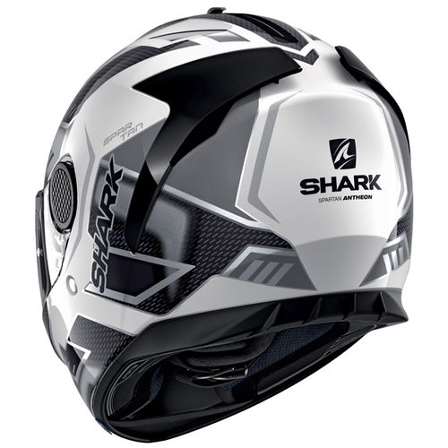 Shark Spartan 1.2 Antheon White Silver Black Full Face Motorcycle Helmet Back Left                                                                                                                                                                             
