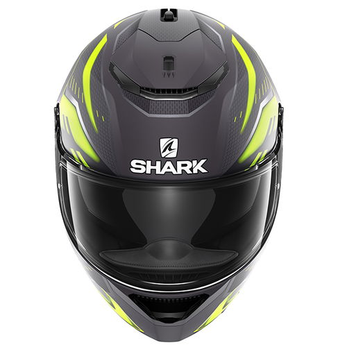 Shark Spartan 1.2 Antheon Matt Anthracite Yellow Black Full Face Motorcycle Helmet Front                                                                                                                                                                       