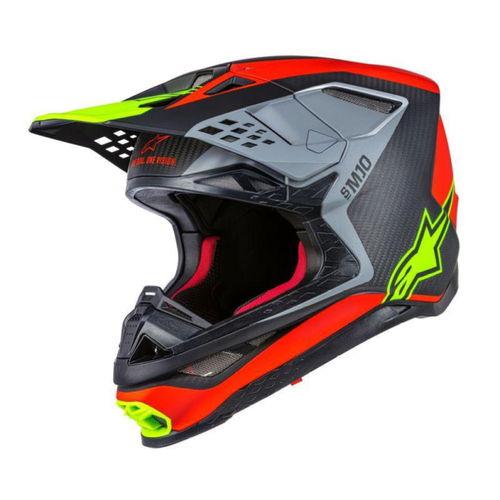 Alpinestars Supertech S-M10 Anaheim MX Helmet Red Fluo Black Carbon Yellow F