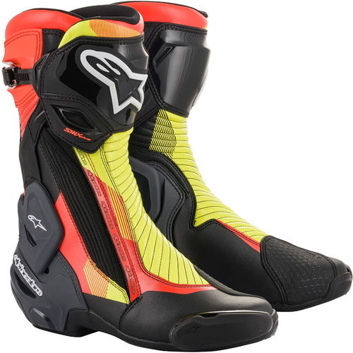 Alpinestars SMX Plus V2 Boots Black Red Fluo Grey