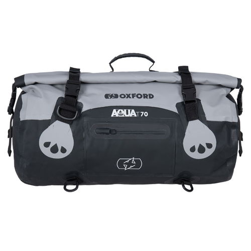 Oxford Products Aqua T-70 Grey Black Waterproof Motorcycle Roll Bag                                                                                                                                                                                            