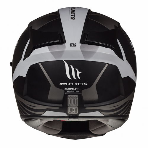 MT Blade 2 SV Blaster Matt Black Grey Full Face Motorcycle Helmet Back                                                                                                                                                                                         