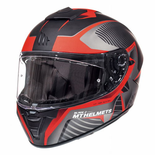 MT Blade 2 SV Blaster Matt Black Red Full Face Motorcycle Helmet Front Left                                                                                                                                                                                    