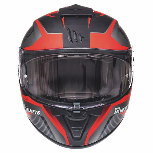 MT Blade 2 SV Blaster Matt Black Red Full Face Motorcycle Helmet Front                                                                                                                                                                                         