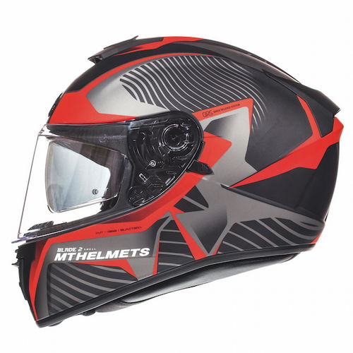 MT Blade 2 SV Blaster Matt Black Red Full Face Motorcycle Helmet Left Side                                                                                                                                                                                     