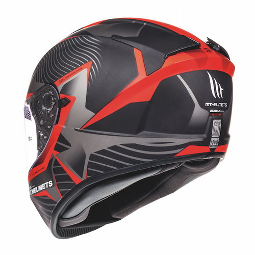 MT Blade 2 SV Blaster Matt Black Red Full Face Motorcycle Helmet Back Left                                                                                                                                                                                     