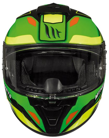 MT Blade 2 SV Fugue Black Flu Green Full Face Motorcycle Helmet Front                                                                                                                                                                                          