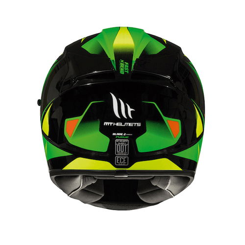 MT Blade 2 SV Fugue Black Flu Green Full Face Motorcycle Helmet Back                                                                                                                                                                                           