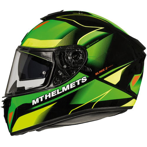 MT Blade 2 SV Fugue Black Flu Green Full Face Motorcycle Helmet Left Side                                                                                                                                                                                      