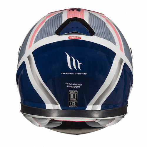 MT Thunder 3 SV Kingdom White Red Blue Full Face Motorcycle Helmet Back                                                                                                                                                                                        