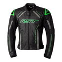 S1 CE Mens Leather Jacket Black Grey Neon Green