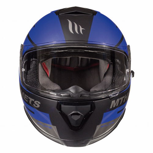MT Thunder 3 SV Pitlane Matt Black Blue Full Face Motorcycle Helmet Front                                                                                                                                                                                      