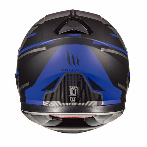 MT Thunder 3 SV Pitlane Matt Black Blue Full Face Motorcycle Helmet Back                                                                                                                                                                                       