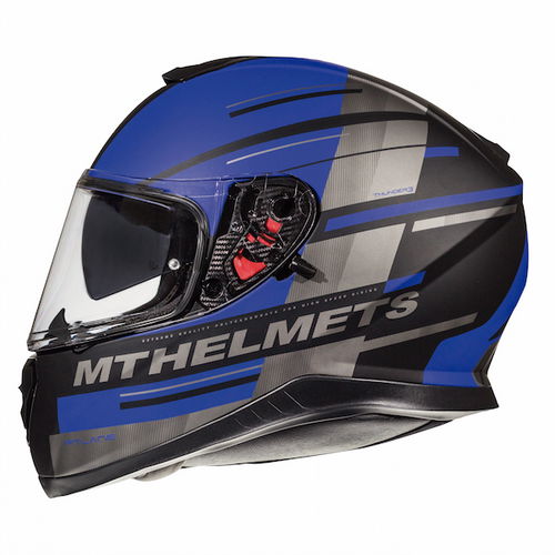 MT Thunder 3 SV Pitlane Matt Black Blue Full Face Motorcycle Helmet Left Side                                                                                                                                                                                  