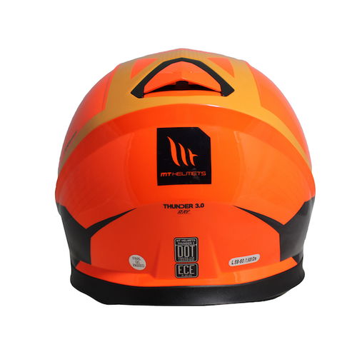 MT Thunder 3 SV Ray Orange Navy Full Face Motorcycle Helmet Back                                                                                                                                                                                               