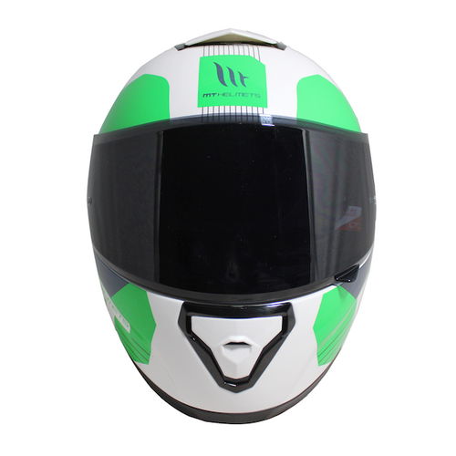 MT Thunder 3 SV Ray White Green Blue Full Face Motorcycle Helmet Front                                                                                                                                                                                         