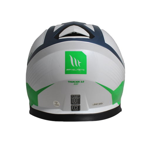 MT Thunder 3 SV Ray White Green Blue Full Face Motorcycle Helmet Back                                                                                                                                                                                          