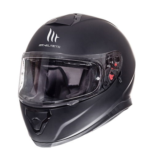 MT Thunder 3 SV Matt Black Full Face Motorcycle Helmet Front Left                                                                                                                                                                                              