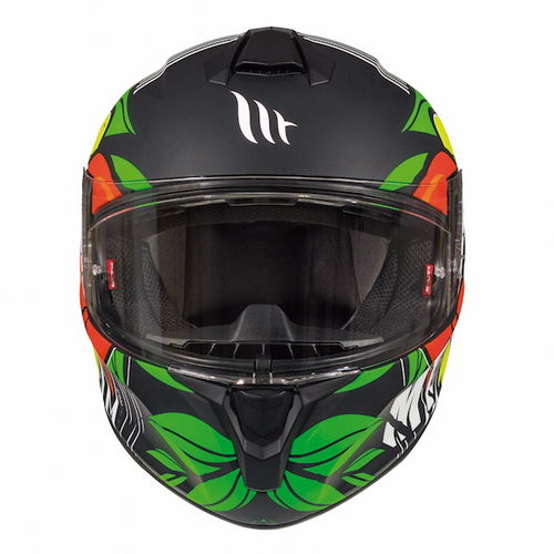 MT Targo Truck Black Flu Yellow Green Full Face Motorcycle Helmet Front                                                                                                                                                                                        