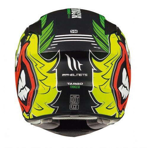 MT Targo Truck Black Flu Yellow Green Full Face Motorcycle Helmet Back                                                                                                                                                                                         
