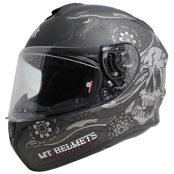 MT Targo Dagger Matt Black Grey Full Face Motorcycle Helmet Front Left                                                                                                                                                                                         