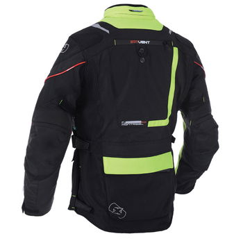 Oxford Products Montreal 3 Black Fluo Yellow Textile Motorcycle Jacket Back                                                                                                                                                                                    