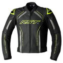 S1 CE Mens Leather Jacket Black Grey Flo Yellow