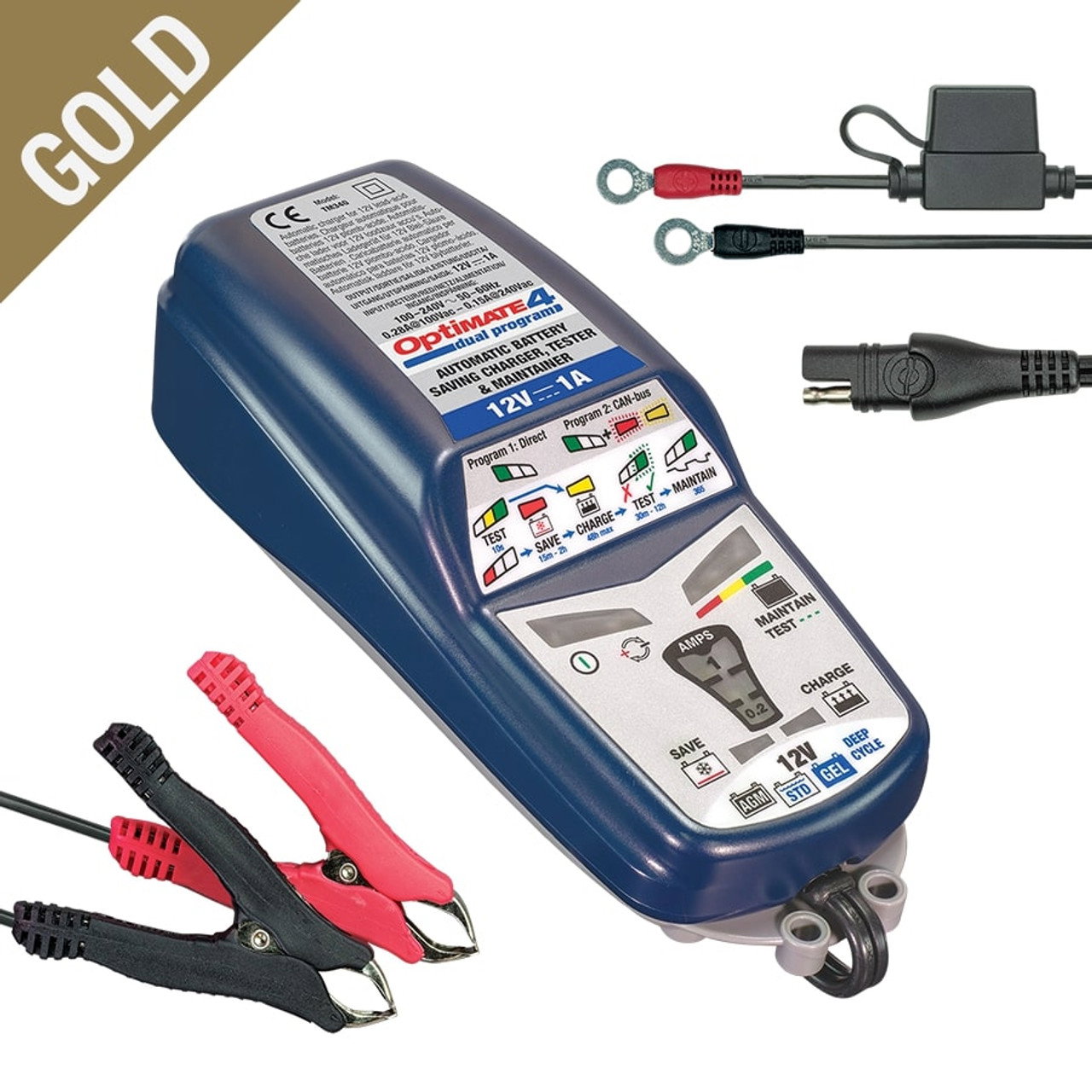 Optimate 4 12V Battery Charger Gold