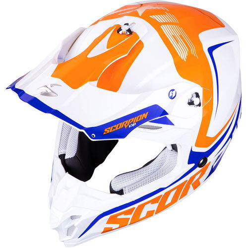 Scorpion VX-16 Air Ernee Blue White Orange Motocross Helmet Top                                                                                                                                                                                                