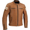 Segura Stripe Camel Leather Motorcycle Jacket Front                                                                                                                                                                                                            