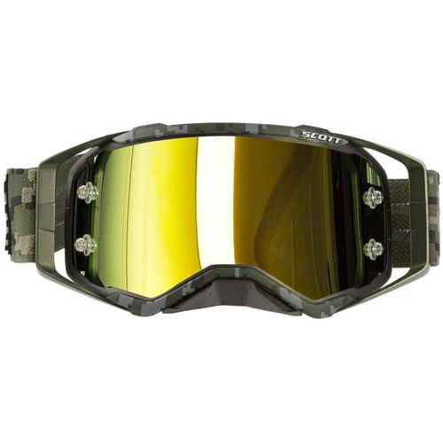 Scott Prospect Khaki Green Yellow Chrome MX Goggles Front                                                                                                                                                                                                      