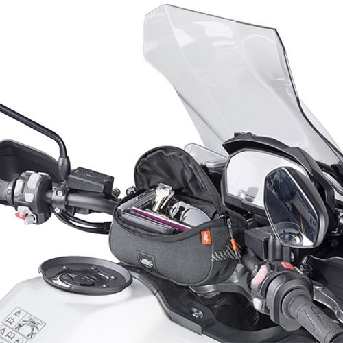 Kappa 2.8ltr Dark Grey Motorcycle Handlebar Bag In Use                                                                                                                                                                                                         