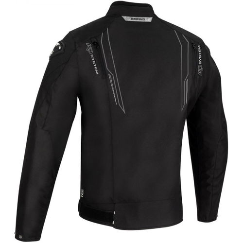 Bering Guardian Black White Silver Textile Motorcycle Jacket Back                                                                                                                                                                                              