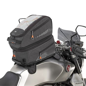 Kappa 20-40ltr Dark Grey Double Motorcycle Tankbag In Use                                                                                                                                                                                                      