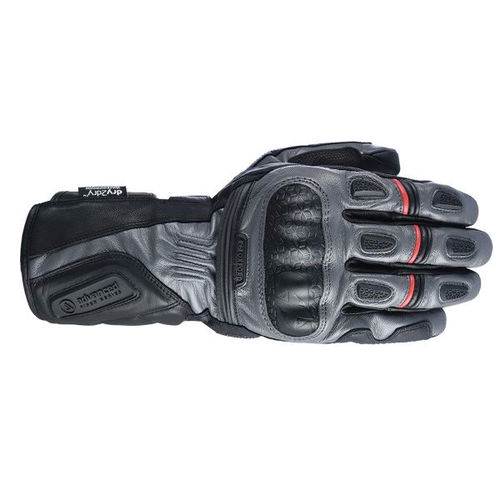Oxford Products Mondial Long Grey Black Motorcycle Gloves Back                                                                                                                                                                                                 