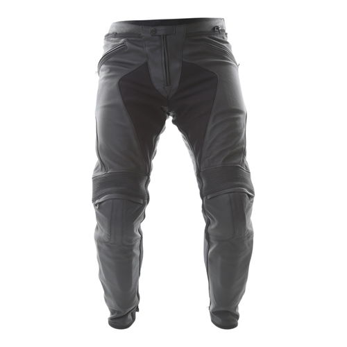 Dainese Pony C2 Black Leather Motorcycle Pants Front                                                                                                                                                                                                           
