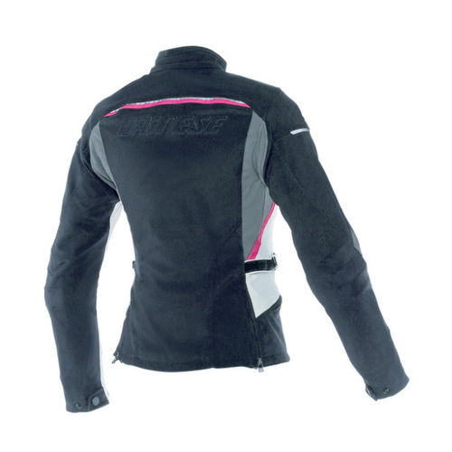 Dainese Arya Ladies Black Dark Gull Grey Fushsia Textile Motorcycle Jacket Back                                                                                                                                                                                
