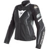 Dainese Avro 4 Ladies Matt Black Anthracite White Leather Motorcycle Jacket Front                                                                                                                                                                              