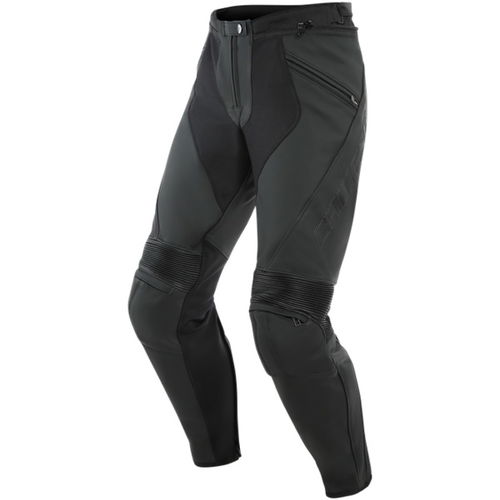 Dainese Pony 3 Black Leather Motorcycle Jeans Front                                                                                                                                                                                                            