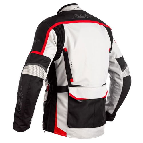 RST Maverick CE Silver Black Red Textile Motorcycle Jacket Back                                                                                                                                                                                                