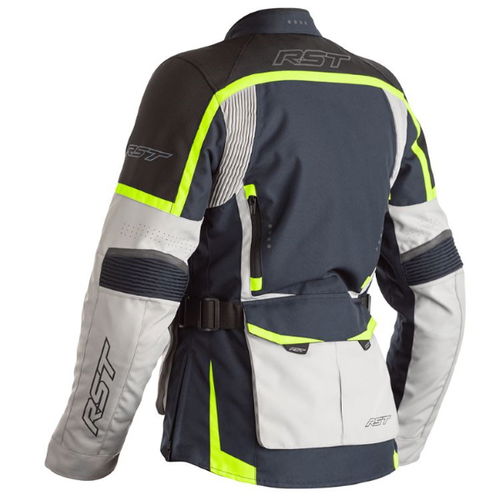 RST Maverick CE Ladies Blue Silver Neon Textile Motorcycle Jacket Back                                                                                                                                                                                         