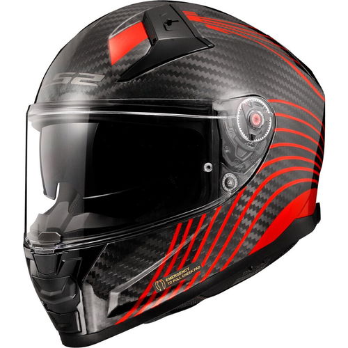 LS2 FF811 Vector II Carbon Helmet Flux Gloss Red