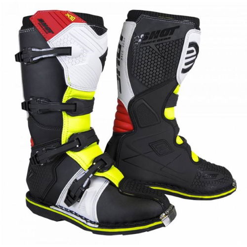 Shot X10 2 MX Boots Black Red White Yellow