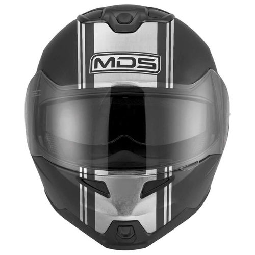 MDS MD200 Advance Black Flip Front Motorcycle Helmet Front                                                                                                                                                                                                     