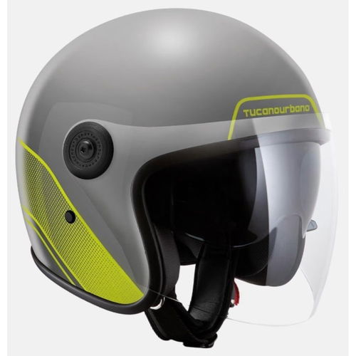 Tucano Urbano El Jet Helmet Gloss Grey Yellow Fluo Graphic