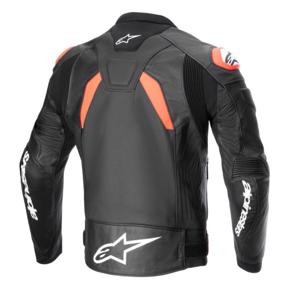 GP Plus R V4 Airflow Leather Jacket Black Red Fluo White
