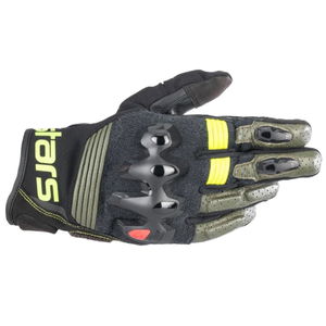 Alpinestars Halo Leather Gloves Forest Black Yellow Fluo