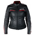 Retro Leather Ladies GBR Jacket Black Red Beige