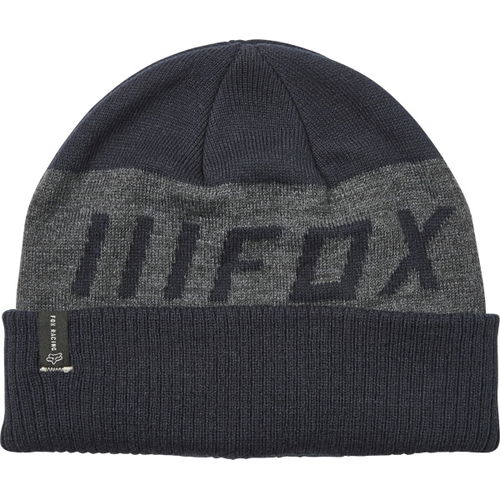 Fox Down Shift Navy Grey Beanie Front                                                                                                                                                                                                                          