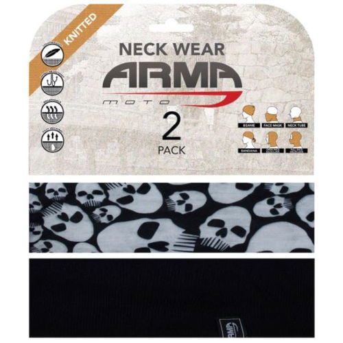 ARMR Seamless Neck Tube 2 Pack Skulls Black